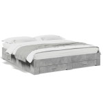 vidaXL Cadru de pat cu sertare gri beton 200x200 cm lemn prelucrat