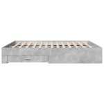 vidaXL Cadru de pat cu sertare gri beton 200x200 cm lemn prelucrat