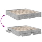 vidaXL Cadru de pat cu sertare gri beton 200x200 cm lemn prelucrat