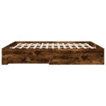 vidaXL Cadru de pat cu sertare stejar fumuriu 200x200cm lemn prelucrat