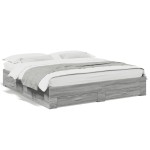 vidaXL Cadru de pat cu sertare gri sonoma 200x200 cm lemn prelucrat