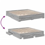 vidaXL Cadru de pat cu sertare gri sonoma 200x200 cm lemn prelucrat