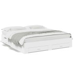 vidaXL Cadru de pat cu sertare, alb, 180x200 cm, lemn prelucrat vidaXL Cadru de pat cu sertare, alb, 180x200 cm, lemn prelucrat