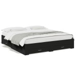 vidaXL Cadru de pat cu sertare, negru, 180x200 cm, lemn prelucrat