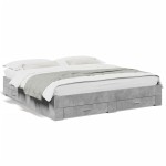 vidaXL Cadru de pat cu sertare, gri beton, 180x200 cm, lemn prelucrat vidaXL Cadru de pat cu sertare, gri beton, 180x200 cm, lemn prelucrat