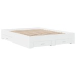 vidaXL Cadru de pat cu sertare, alb, 160x200 cm, lemn prelucrat