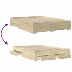 vidaXL Cadru de pat cu sertare stejar sonoma 160x200 cm lemn prelucrat