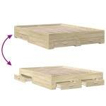 vidaXL Cadru de pat cu sertare stejar sonoma 150x200 cm lemn prelucrat