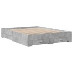 vidaXL Cadru de pat cu sertare, gri beton, 150x200 cm, lemn prelucrat