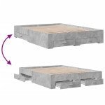 vidaXL Cadru de pat cu sertare, gri beton, 150x200 cm, lemn prelucrat