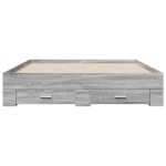 vidaXL Cadru de pat cu sertare gri sonoma 150x200 cm lemn prelucrat