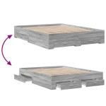 vidaXL Cadru de pat cu sertare gri sonoma 150x200 cm lemn prelucrat