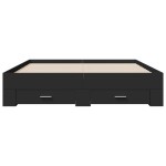 vidaXL Cadru de pat cu sertare, negru, 140x200 cm, lemn prelucrat vidaXL Cadru de pat cu sertare, negru, 140x200 cm, lemn prelucrat