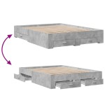 vidaXL Cadru de pat cu sertare, gri beton, 140x200 cm, lemn prelucrat vidaXL Cadru de pat cu sertare, gri beton, 140x200 cm, lemn prelucrat