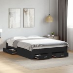 vidaXL Cadru de pat cu sertare, negru, 120x200 cm, lemn prelucrat vidaXL Cadru de pat cu sertare, negru, 120x200 cm, lemn prelucrat