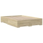 vidaXL Cadru de pat cu sertare stejar sonoma 120x200 cm lemn prelucrat vidaXL Cadru de pat cu sertare stejar sonoma 120x200 cm lemn prelucrat