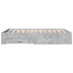 vidaXL Cadru de pat cu sertare, gri beton, 120x200 cm, lemn prelucrat