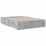 vidaXL Cadru de pat cu sertare, gri beton, 120x200 cm, lemn prelucrat