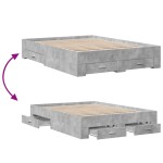 vidaXL Cadru de pat cu sertare, gri beton, 120x200 cm, lemn prelucrat