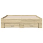 vidaXL Cadru de pat cu sertare stejar sonoma 140x190 cm lemn prelucrat
