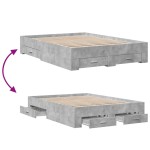 vidaXL Cadru de pat cu sertare, gri beton, 140x190 cm, lemn prelucrat vidaXL Cadru de pat cu sertare, gri beton, 140x190 cm, lemn prelucrat