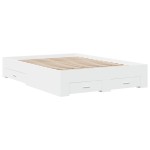 vidaXL Cadru de pat cu sertare, alb, 135x190 cm, lemn prelucrat