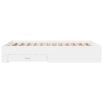 vidaXL Cadru de pat cu sertare, alb, 135x190 cm, lemn prelucrat