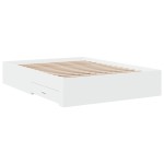 vidaXL Cadru de pat cu sertare, alb, 135x190 cm, lemn prelucrat