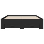vidaXL Cadru de pat cu sertare, negru, 135x190 cm, lemn prelucrat vidaXL Cadru de pat cu sertare, negru, 135x190 cm, lemn prelucrat