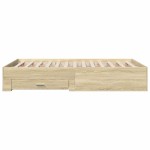 vidaXL Cadru de pat cu sertare stejar sonoma 135x190 cm lemn prelucrat