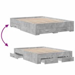 vidaXL Cadru de pat cu sertare, gri beton, 135x190 cm, lemn prelucrat vidaXL Cadru de pat cu sertare, gri beton, 135x190 cm, lemn prelucrat