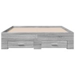 vidaXL Cadru de pat cu sertare, gri sonoma, 135x190 cm, lemn prelucrat