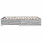vidaXL Cadru de pat cu sertare, gri sonoma, 135x190 cm, lemn prelucrat