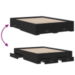 vidaXL Cadru de pat cu sertare, negru, 120x190 cm, lemn prelucrat vidaXL Cadru de pat cu sertare, negru, 120x190 cm, lemn prelucrat