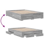 vidaXL Cadru de pat cu sertare gri sonoma 120x190 cm lemn prelucrat