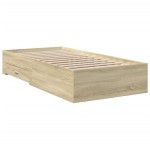 vidaXL Cadru de pat cu sertare stejar sonoma 100x200 cm lemn prelucrat
