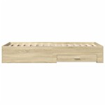 vidaXL Cadru de pat cu sertare stejar sonoma 100x200 cm lemn prelucrat