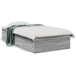 vidaXL Cadru de pat cu sertare gri sonoma 100x200 cm lemn prelucrat
