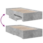 vidaXL Cadru de pat cu sertare, gri beton, 90x200 cm, lemn prelucrat vidaXL Cadru de pat cu sertare, gri beton, 90x200 cm, lemn prelucrat