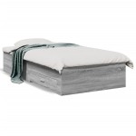 vidaXL Cadru de pat cu sertare gri sonoma 90x200 cm lemn prelucrat
