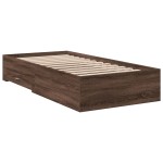 vidaXL Cadru de pat cu sertare, stejar maro, 90x200 cm lemn prelucrat