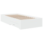 vidaXL Cadru de pat cu sertare, alb, 90x190 cm, lemn prelucrat