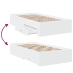 vidaXL Cadru de pat cu sertare, alb, 90x190 cm, lemn prelucrat