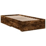 vidaXL Cadru de pat cu sertare stejar fumuriu 90x190 cm lemn prelucrat