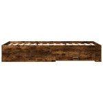 vidaXL Cadru de pat cu sertare stejar fumuriu 90x190 cm lemn prelucrat