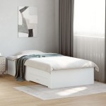 vidaXL Cadru de pat cu sertare, alb, 75x190 cm, lemn prelucrat vidaXL Cadru de pat cu sertare, alb, 75x190 cm, lemn prelucrat