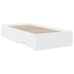 vidaXL Cadru de pat cu sertare, alb, 75x190 cm, lemn prelucrat vidaXL Cadru de pat cu sertare, alb, 75x190 cm, lemn prelucrat