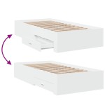 vidaXL Cadru de pat cu sertare, alb, 75x190 cm, lemn prelucrat vidaXL Cadru de pat cu sertare, alb, 75x190 cm, lemn prelucrat