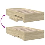 vidaXL Cadru de pat cu sertare stejar sonoma 75x190 cm lemn prelucrat
