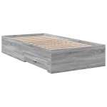 vidaXL Cadru de pat cu sertare gri sonoma 75x190 cm lemn prelucrat